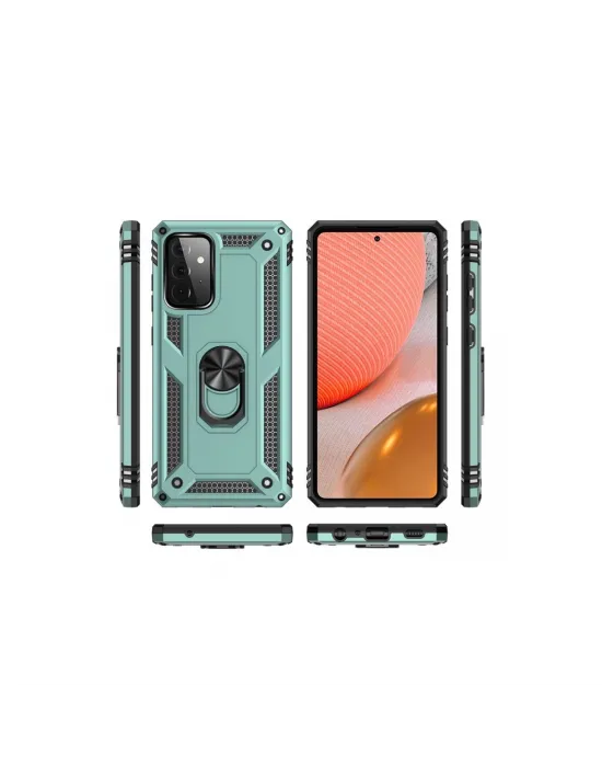 Samsung Galaxy A72 Kılıf Sofya Yüzüklü Silikon Kapak - Yeşil