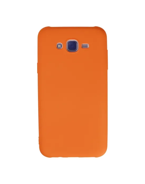 Samsung Galaxy J7 Kılıf Nano İçi Kadife Silikon - Turuncu