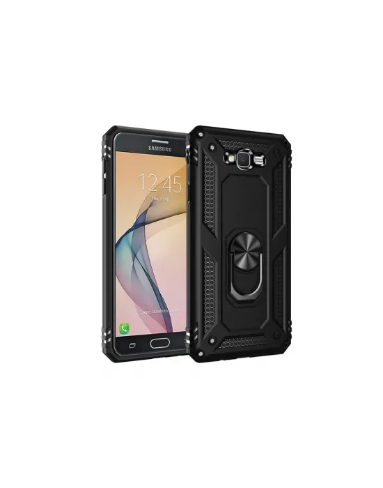 Samsung Galaxy J7 Kılıf Sofya Yüzüklü Silikon Kapak - Siyah