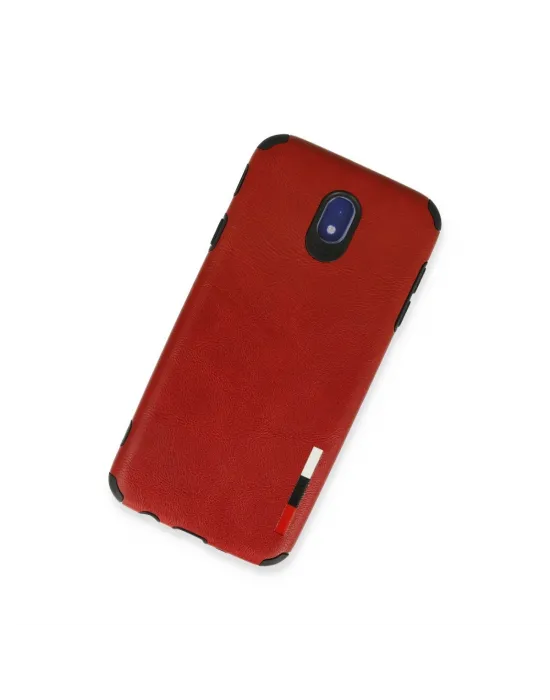Samsung Galaxy J7 Pro / J730 Kılıf Loop Deri Silikon - Kırmızı