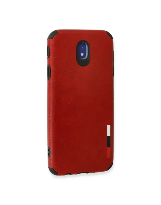 Samsung Galaxy J7 Pro / J730 Kılıf Loop Deri Silikon - Kırmızı