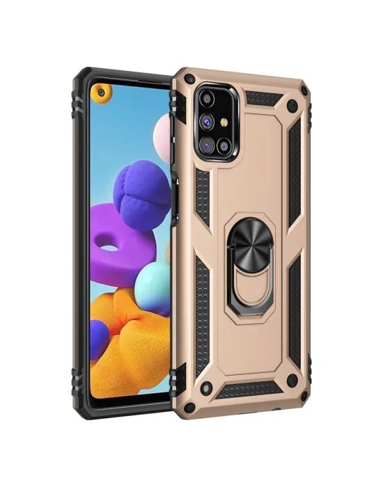 Samsung Galaxy M31s Kılıf Sofya Yüzüklü Silikon Kapak - Gold