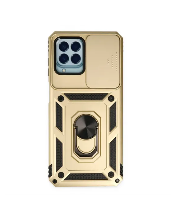 Samsung Galaxy M33 Kılıf Pars Lens Yüzüklü Silikon - Gold