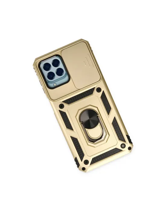 Samsung Galaxy M33 Kılıf Pars Lens Yüzüklü Silikon - Gold