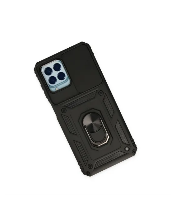 Samsung Galaxy M33 Kılıf Pars Lens Yüzüklü Silikon - Siyah