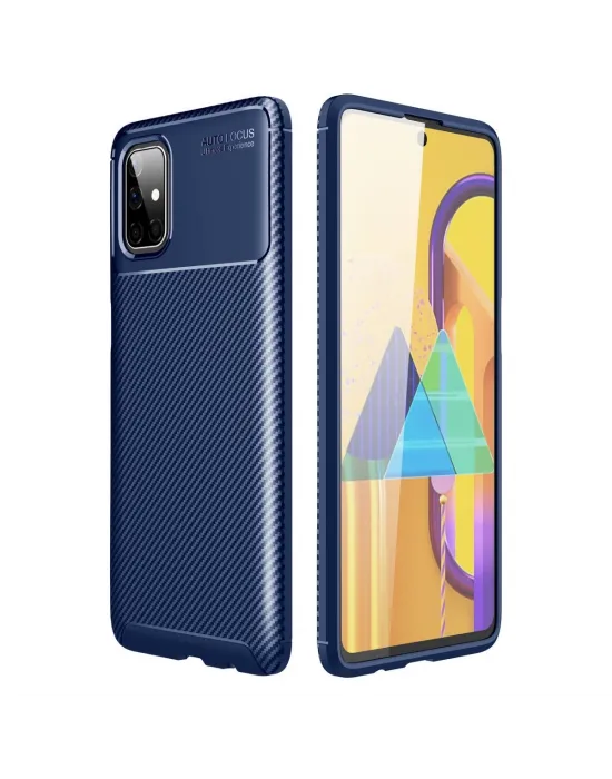 Samsung Galaxy M51 Kılıf Auto Focus Karbon Kapak - Lacivert
