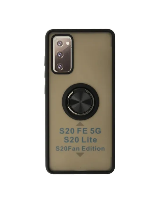 Samsung Galaxy S20 Fe Kılıf Montreal Yüzüklü Silikon Kapak - Siyah