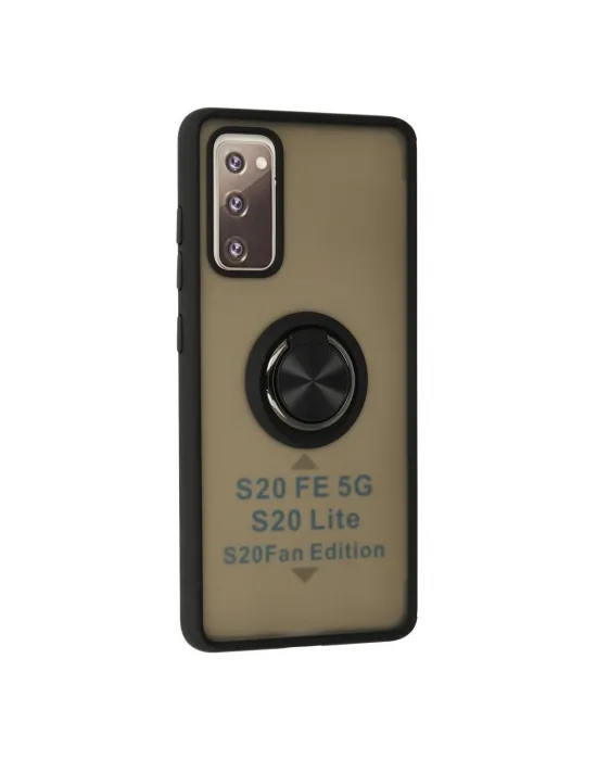 Samsung Galaxy S20 Fe Kılıf Montreal Yüzüklü Silikon Kapak - Siyah