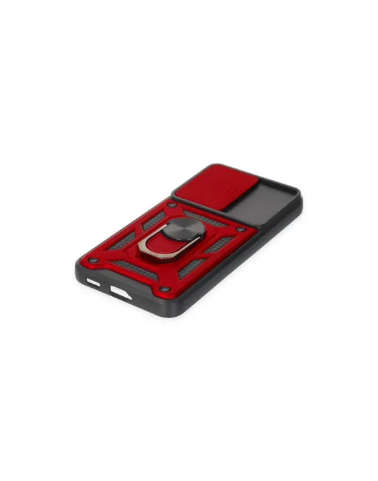 Samsung Galaxy S22 Kılıf Pars Lens Yüzüklü Silikon - Kırmızı