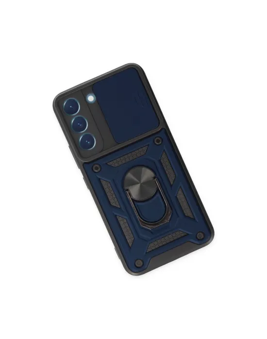Samsung Galaxy S22 Kılıf Pars Lens Yüzüklü Silikon - Lacivert