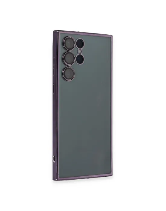 Samsung Galaxy S22 Ultra Kılıf Razer Lensli Silikon - Mor