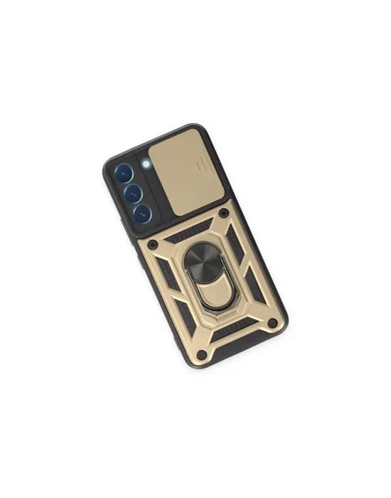 Samsung Galaxy S23 Fe Kılıf Pars Lens Yüzüklü Silikon - Gold