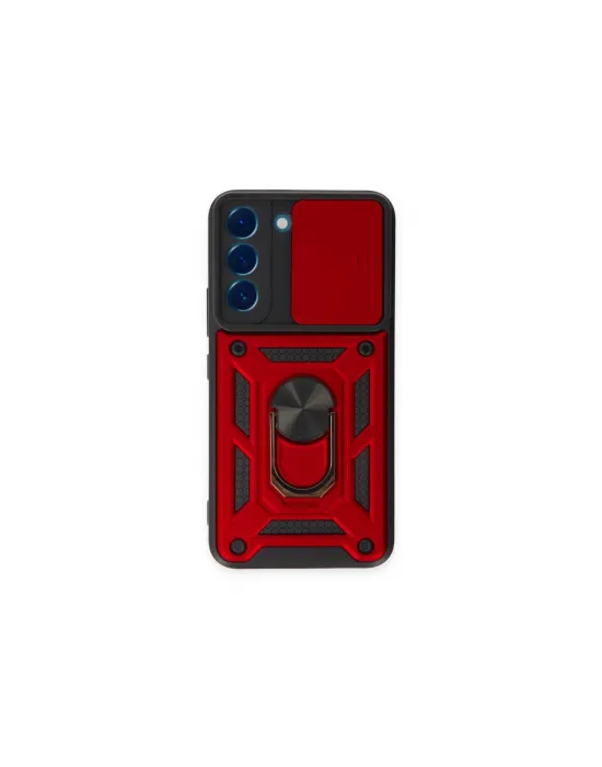 Samsung Galaxy S23 Fe Kılıf Pars Lens Yüzüklü Silikon - Kırmızı