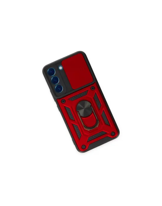 Samsung Galaxy S23 Fe Kılıf Pars Lens Yüzüklü Silikon - Kırmızı