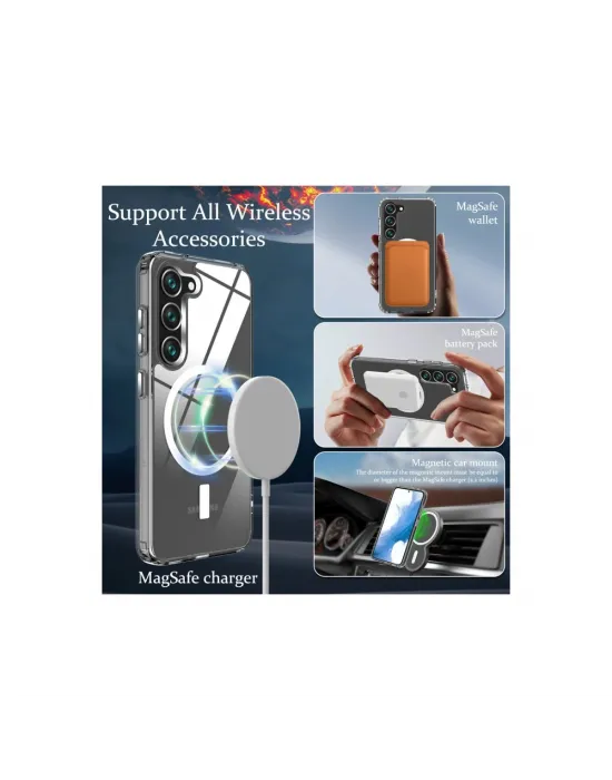 Samsung Galaxy S23 Kılıf Magneticsafe Şeffaf Silikon - Şeffaf