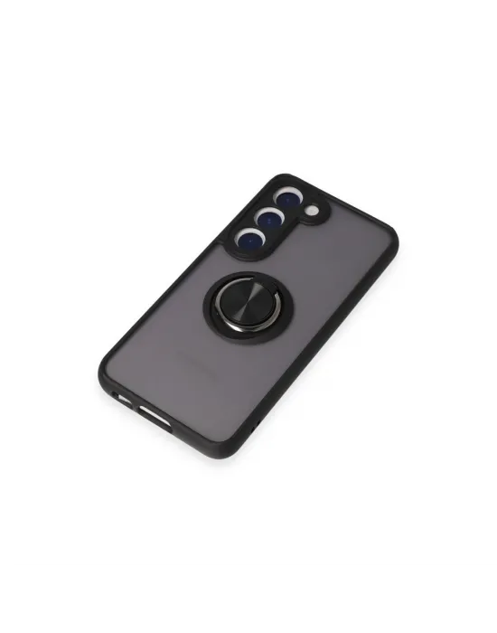 Samsung Galaxy S23 Kılıf Montreal Yüzüklü Silikon Kapak - Siyah