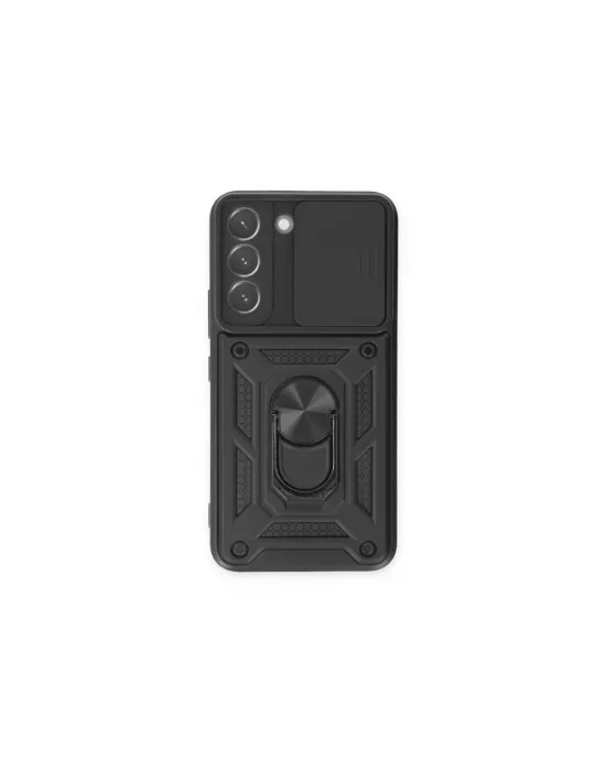 Samsung Galaxy S23 Kılıf Pars Lens Yüzüklü Silikon - Siyah