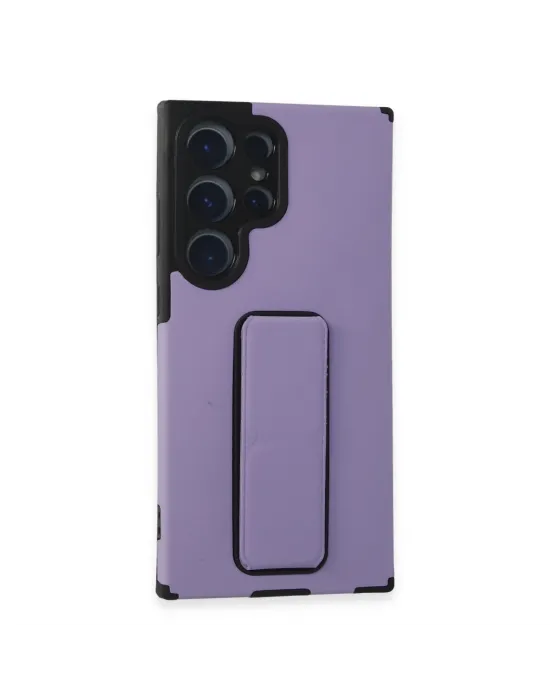 Samsung Galaxy S23 Ultra Kılıf Mega Standlı Silikon - Lila