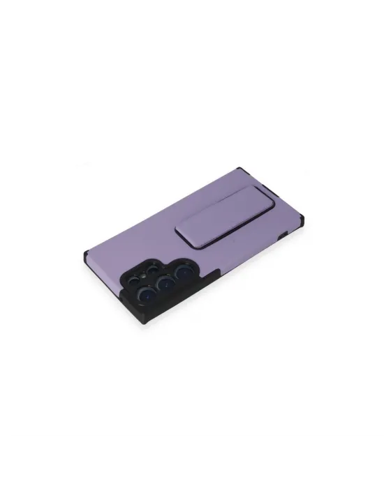 Samsung Galaxy S23 Ultra Kılıf Mega Standlı Silikon - Lila