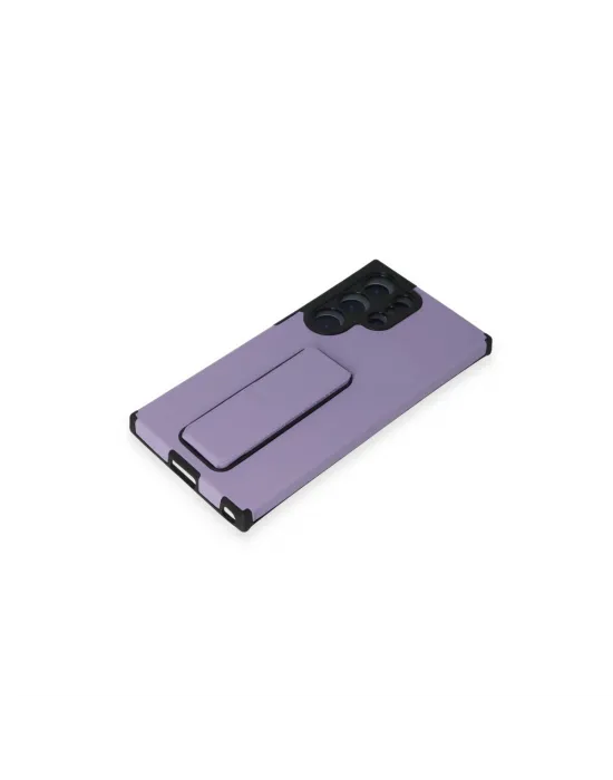 Samsung Galaxy S23 Ultra Kılıf Mega Standlı Silikon - Lila