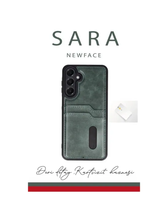 Samsung Galaxy S24 Fe Kılıf Sara Kartvizitli Deri Kılıf - Taba