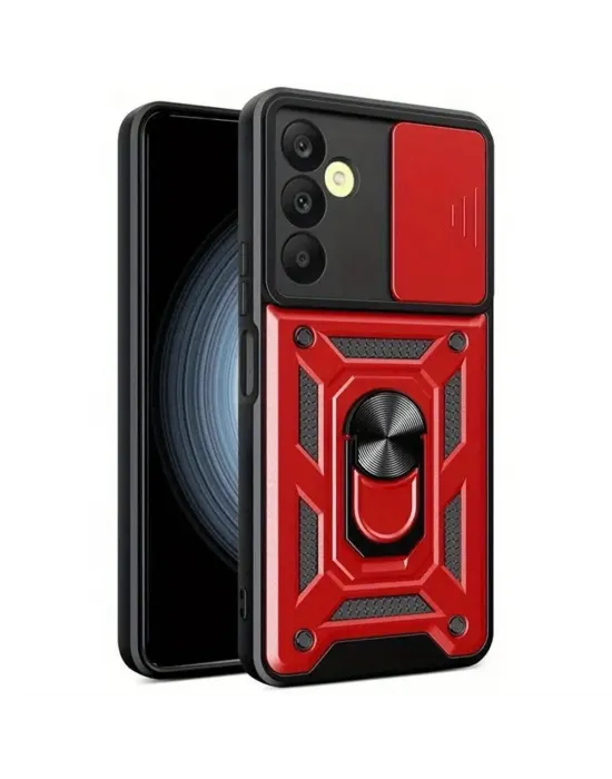 Samsung Galaxy S24 Fe Pars Lens Yüzüklü Silikon - Kırmızı