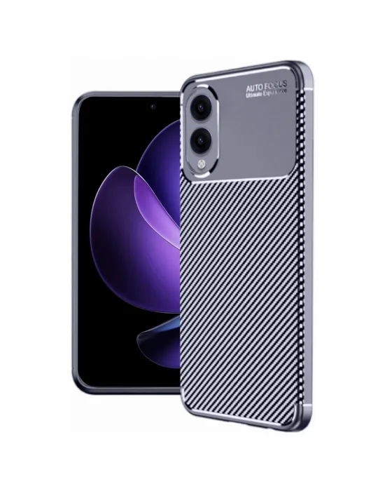 Samsung Galaxy S25 Edge Kılıf Auto Focus Karbon Kapak - Lacivert