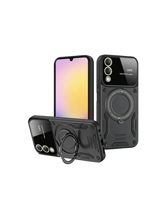 Samsung Galaxy S25 Edge Kılıf Joy Lens Standlı Kapak - Siyah