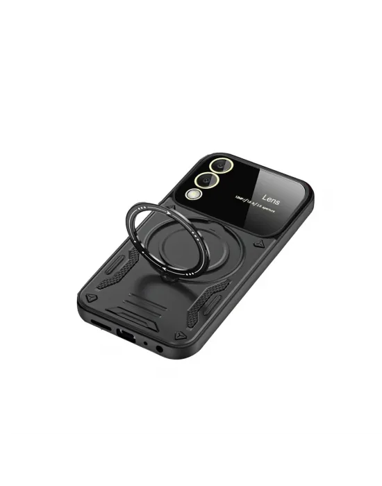 Samsung Galaxy S25 Edge Kılıf Joy Lens Standlı Kapak - Siyah