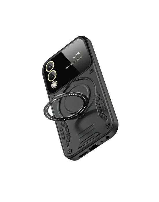 Samsung Galaxy S25 Edge Kılıf Joy Lens Standlı Kapak - Siyah