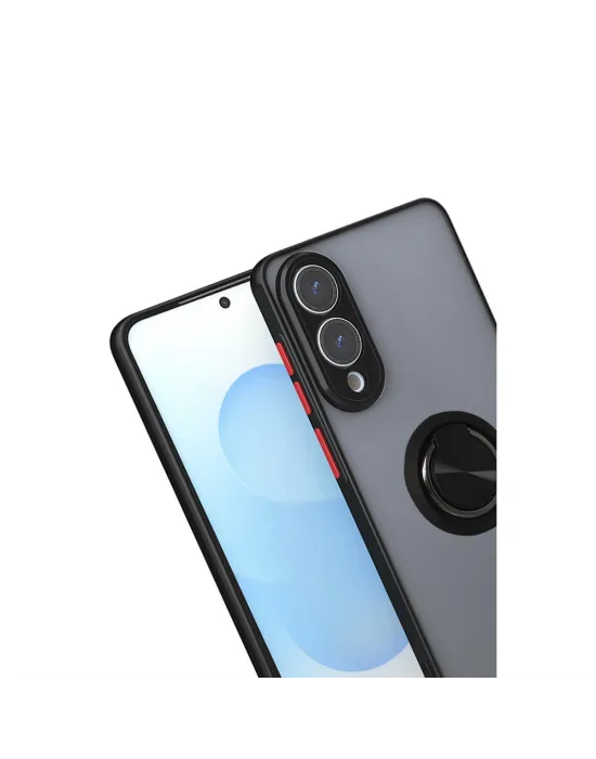 Samsung Galaxy S25 Edge Kılıf Montreal Yüzüklü Silikon Kapak - Siyah