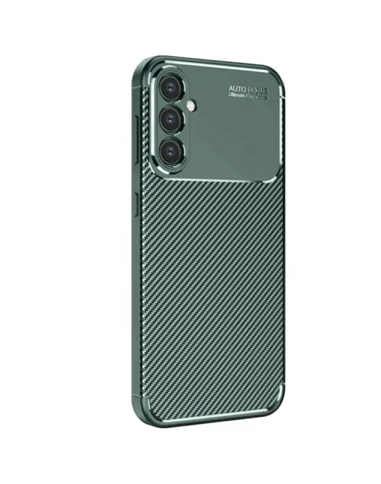 Samsung Galaxy S25 Kılıf Auto Focus Karbon Kapak - Koyu Yeşil