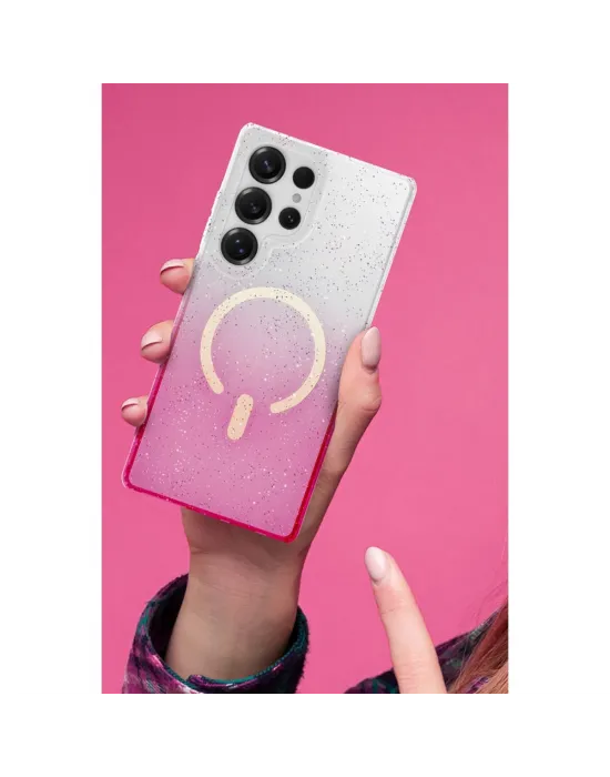 Samsung Galaxy S25 Ultra Pummel Shiny Magsafe Kapak - Pembe