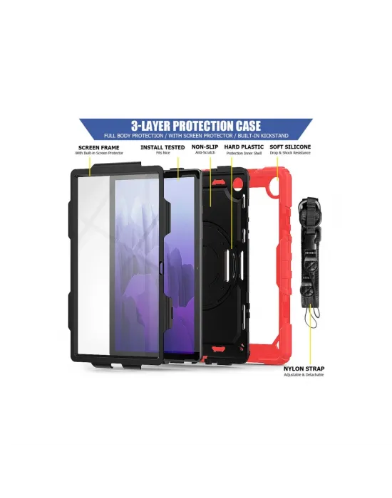 Samsung Galaxy T500 Tab A7 10.4 Kılıf Pars Tablet Kapak - Kırmızı