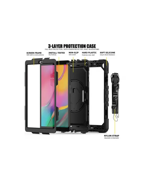 Samsung Galaxy T510 Tab A 10.1 Kılıf Pars Tablet Kapak - Siyah