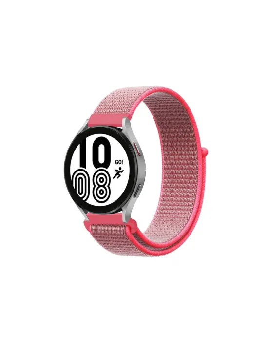 Samsung Galaxy Watch 4 Hasırlı Cırtcırtlı Kordon (saat Değildir) - Pembe