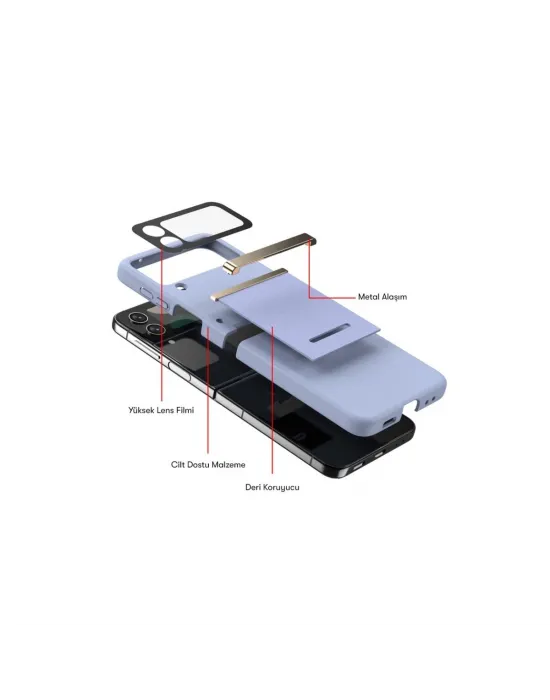 Samsung Galaxy Z Flip 3 Kılıf Belt Flip Kapak - Siyah