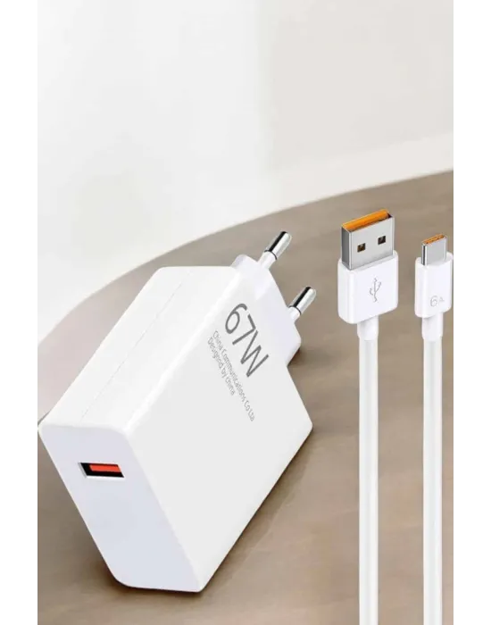 Şarj Aleti 67w Hızlı Şarj Turbo Type-c Uyumlu Şarj Adaptörü Kablosu