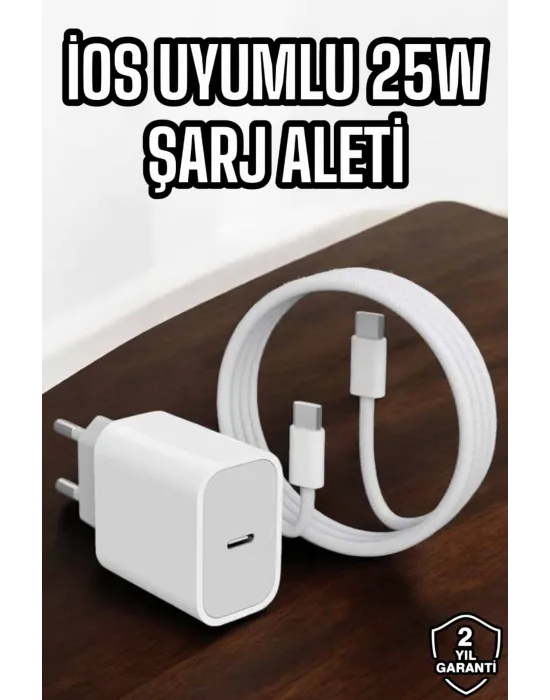 Şarj Aleti İos 15/15 Pro Max Uyumlu Şarj Adaptörü Ve Kablosu