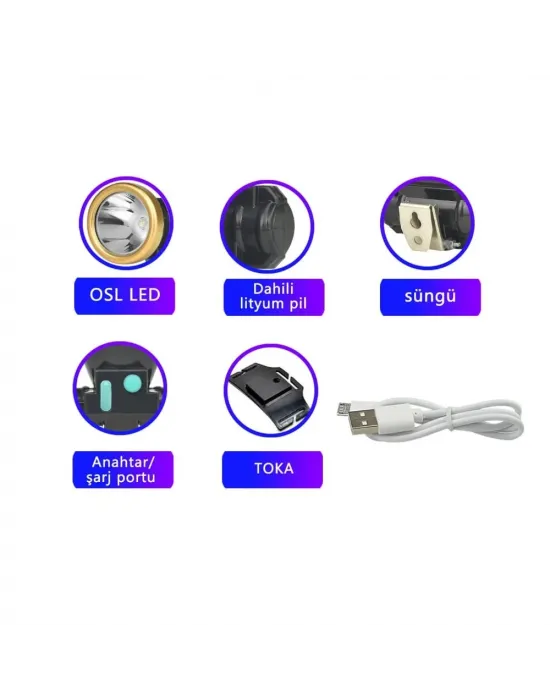 Şarjlı Baret Lambası Osl Led  Wt-065