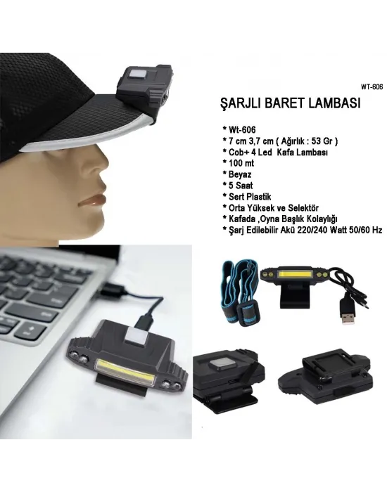 Şarjlı Baret Lambası  Wt-606