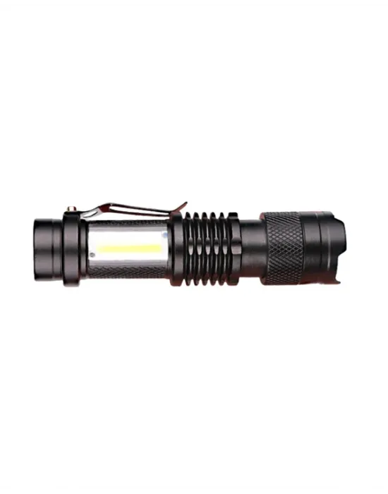 Şarjlı Led El Feneri - 14500 Pil Dahil, 4 Işık Modu, Mini Boy