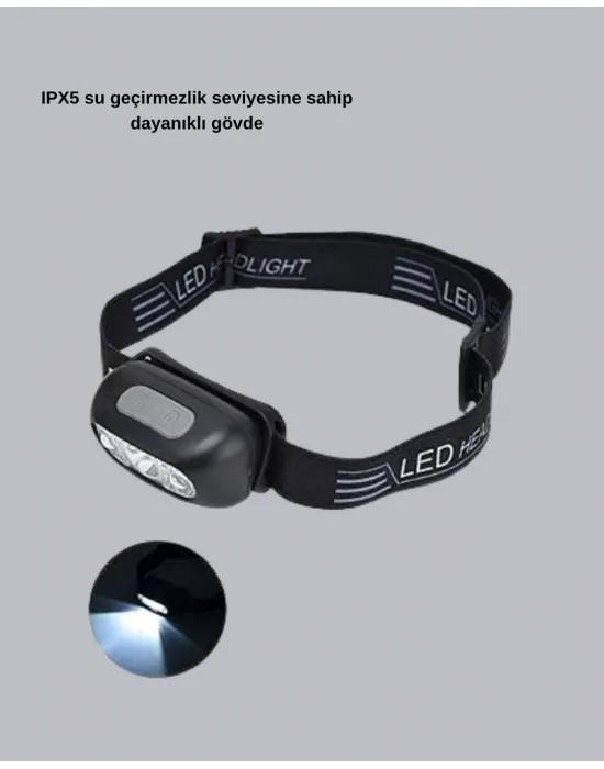 Şarjlı Led Kafa Feneri | 4 Modlu Akıllı Sensörlü Far | Su Geçirmez Ipx5 Kamp Ve Balıkçı Lambası