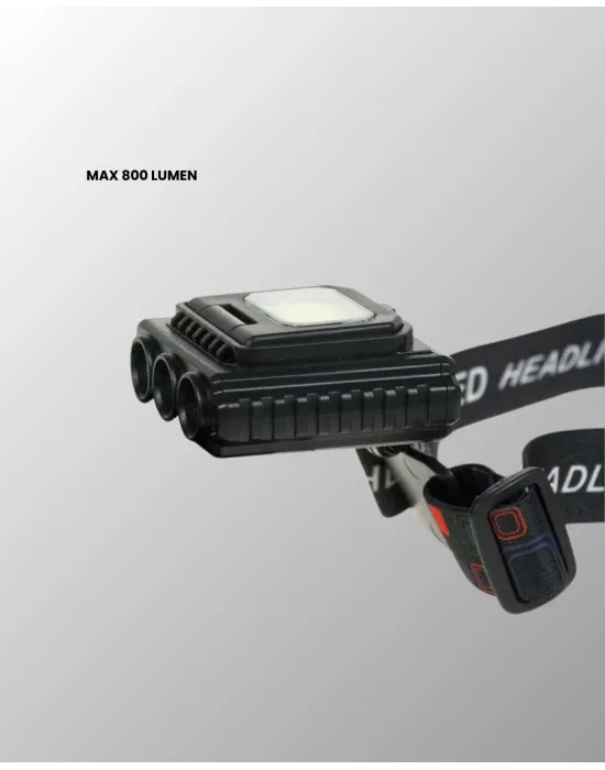 Şarjlı Led Kafa Lambası 800 Lumen Cob Xpe Ayarlanabilir Başlıklı