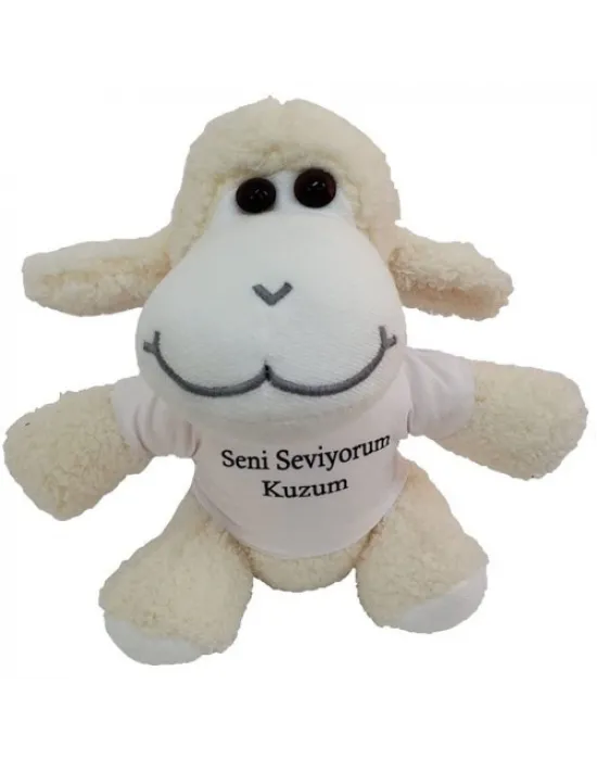 Seni Seviyorum Kuzum Tişörtlü Peluş Kuzu
