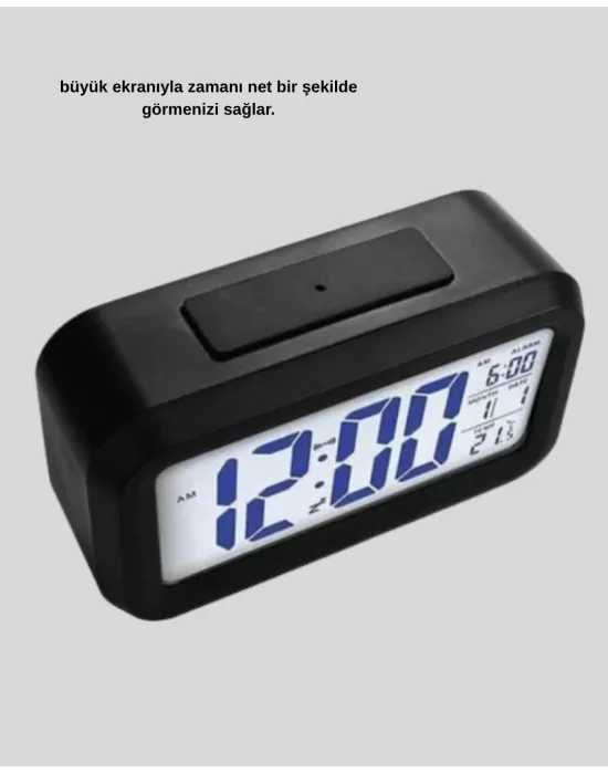 Sensörlü Dijital Masa Saati Alarm Ve Sıcaklık Göstergeli
