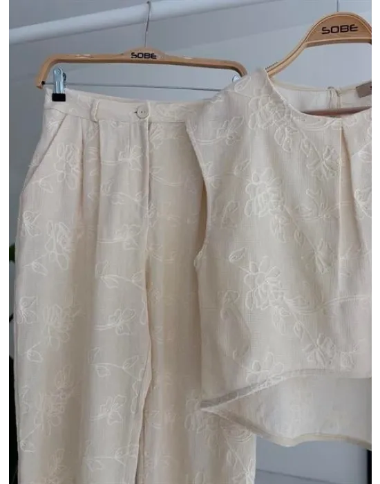 Shalina Süzüne Nakışlı Crop Takım 9796-08