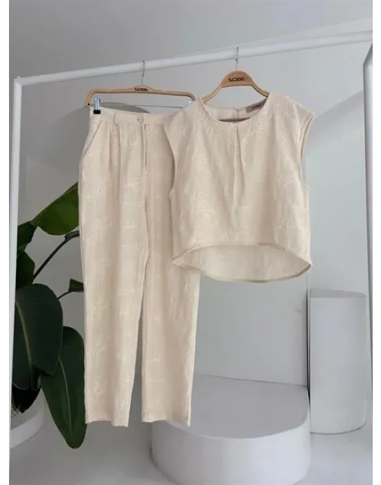 Shalina Süzüne Nakışlı Crop Takım 9796-08
