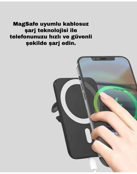 Şık Tasarımlı Magsafe Araç Telefon Tutucu Type-c Girişli