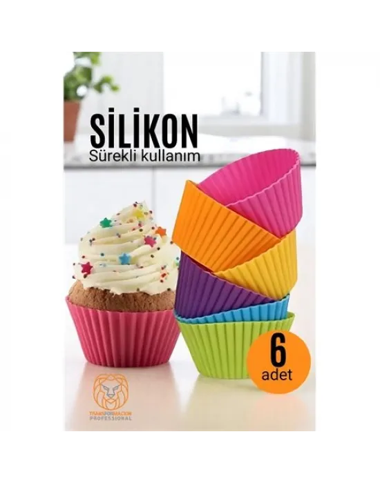 Silikon Muffin Kalıbı - Sürekli Kullanım Muffin Kek Kalıbı 6 ADET 721702